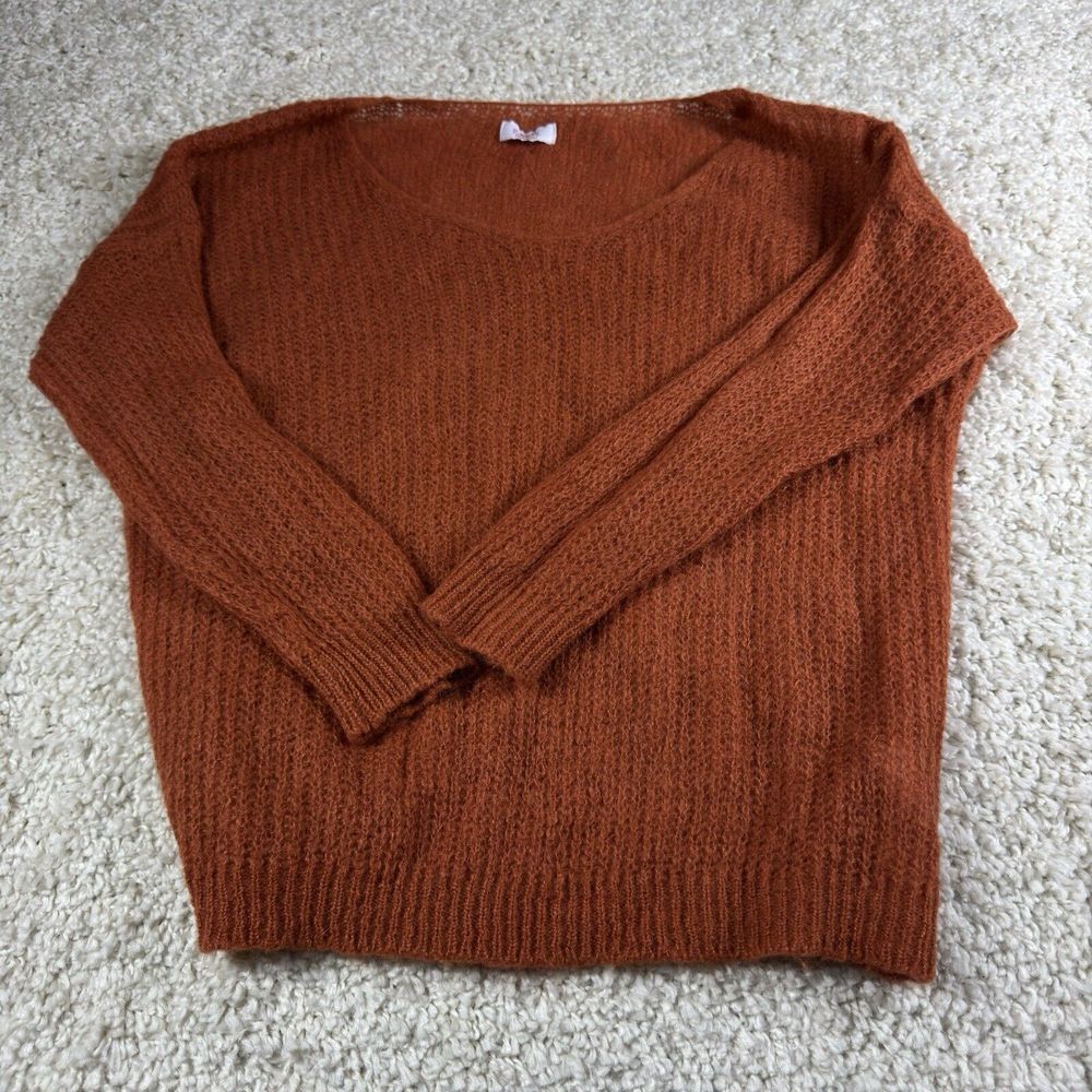 Scandal Sweater‎ Large Rust Mohair Blend Made Italy Modern Fuzzy Cozy READ
